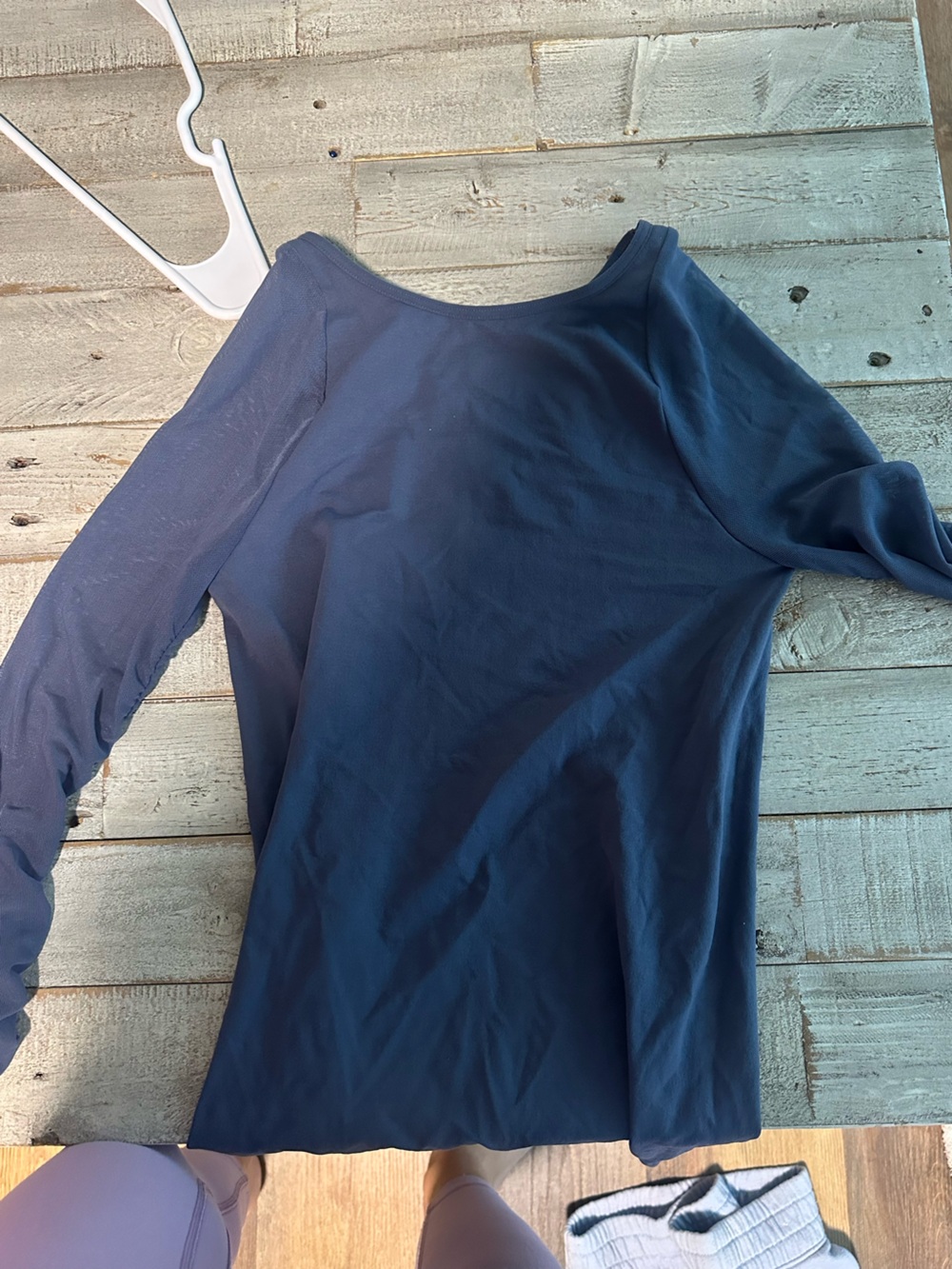 Free People Navy Long Sleeve Sleep Top